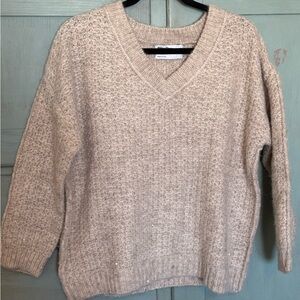 Primark Soft‎ Knit Beige V-Neck Sweater with Sequin Sparkles